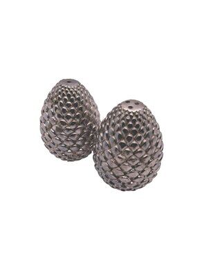 West Elm Pinecone Salt & Pepper Shakers Silver Tone Set